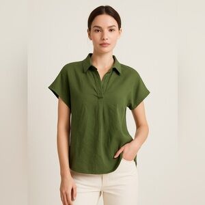 Banana Republic Olive Green Linen Blouse S – Gorpcore Forest Fairy Coquette Prep